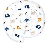Totsy Baby Cojín Serpiente XXL Almohada de Cama Cojín de Lactancia Rollo de Cama Protector de Borde de Cama Cojín Decorativo Alrededor de Cama Serpiente XL Azul Marino con Arcoiris 200 cm Oeko-Tex