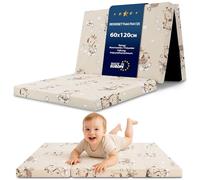 Totsy Baby Colchon Cuna Bebe Plegable 60x120 cm - colchoneta Cama Infantil de Viaje colchón Transpirable y colchones de Espuma con Funda Lavable 60 x 120 cm Jirafas