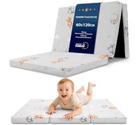 Totsy Baby Colchon Cuna Bebe Plegable 60x120 cm - colchoneta Cama Infantil de Viaje colchón Transpirable y colchones de Espuma con Funda Lavable 60 x 120 cm Osos de Peluche