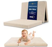 Totsy Baby Colchon Plegable Niños 60x120 cm Cama Supletoria Invitados Colchón de Suelo Habitación Infantil Colchón de Viaje Portátil Compacto Funda Desenfundable Lavable 60 x 120 Beige