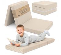Totsy Baby Colchon Plegable Niños 65x195 cm Cama Supletoria Invitados Colchón de Suelo Habitación Infantil Colchón de Viaje Portátil Compacto Funda Desenfundable Lavable Oeko-Tex 65 x 195 Beige