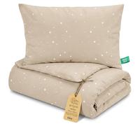 Totsy Baby Edredon Relleno nordico Cama Infantil Algodón - 50x70 - Bebe rellena Juego de Manta 50 x 70 cm con Almohada 40 x 35 cm por niños e niñas Oeko-Tex Beige con Estrellas Blancas