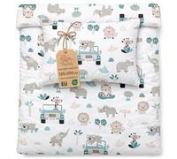 Totsy Baby Funda Nórdica Infantil 100 x 135 cm de Algodón - Juego Reversible 100x135 & Funda de Almohada 40x60 cm con Cremallera - Ropa de Cama Bebé Niño Niña Oeko-Tex África