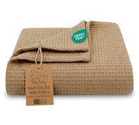Totsy Baby Manta bebé algodón Waffle 100x150 cm - Plaid Tejido gofrado Nido de Abeja Suave mantita Ligera Transpirable arrullo sábana niño cobija Fina recién Nacido Certificado Oeko-Tex Marrón