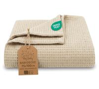 Totsy Baby Manta bebé algodón Waffle 75x100 cm - Plaid Tejido gofrado Nido de Abeja Suave mantita Ligera Transpirable arrullo sábana niño cobija Fina recién Nacido Certificado Oeko-Tex Beige