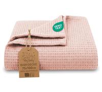 Totsy Baby Manta bebé algodón Waffle 75x100 cm - Plaid Tejido gofrado Nido de Abeja Suave mantita Ligera Transpirable arrullo sábana niño cobija Fina recién Nacido Certificado Oeko-Tex Rosa