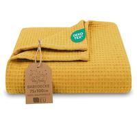 Totsy Baby Manta bebé algodón Waffle 75x100 cm - Plaid Tejido gofrado Nido de Abeja Suave mantita Ligera Transpirable arrullo sábana niño cobija Fina recién Nacido Certificado Oeko-Tex Toffee