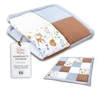 Totsy Baby Manta de Juegos Bebé 100 x 100 cm Acolchada para Suelo - Alfombra Infantil Plegable y Lavable a 30 Grados para Habitación Salón Parque & Viajes - Oeko-Tex Ciervo Patchwork B