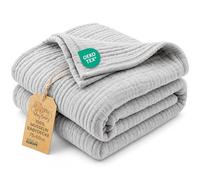 Totsy Baby Manta Muselina bebé algodón 75 x 60 cm - Plaid Gasa Suave Muslin cobija niño Delgada arrullo sábana muselinas mantita Ligera recién Nacido Tejido Transpirable para niños Oeko-Tex Gris