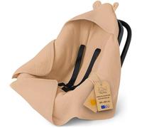 Totsy Baby Manta Muselina de porteo y Saco Universal para Silla de Coche Paseo capazo y Carro 90x90 cm - arrullo cobertor Lavable y Transpirable para Cochecito niños y niñas Oeko-Tex Beige