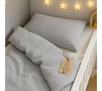 Totsy Baby Muselina Funda nordica Infantil 90x120cm para Cuna 70 - algodón Saco nordico y Cubre de edredon Cama para niños y niñas Juego Fundas para edredón Gris con Almohada 60 x 40 cm Oeko-Tex