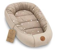Totsy Baby Nido Bebe Recien Nacido 50x90cm - Reductor Cuna Capullo de colecho ninho para Dormir Gofre de algodón Cuco Ideal para Gondola moisés y Viaje Beige con Estrellas Blancas