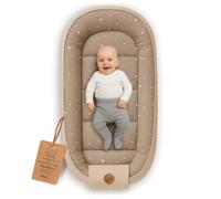 Totsy Baby Nido Bebe Recien Nacido 65x120cm - Reductor Cuna Capullo de colecho ninho para Dormir Gofre de algodón Cuco Ideal para Gondola moisés y Viaje Beige con Estrellas Blancas