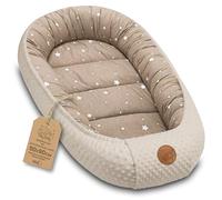 Totsy Baby Nido bebé recién Nacido 90x50 cm - Reductor Cuna Cuco de colecho Minky Winter cálido Capullo Ideal para moisés, góndola y Viaje Beige con Estrellas Blancas