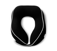 TOTTO - Almohada de Viaje para Cuello Oficial del Real Madrid, Almohada Cuello Ergonómica, Enrollable con Broche, Forro Removible y Lavable, Ideal para Avión, Tren o Coche, Color Negro