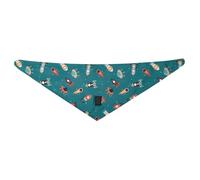TOTTO - Bandana Perro, Talla M, Doble Cara con Estampado Diferente, Accesorios para Perros, Fabricado 100% Poliéster, Resistente y Duradero, Fácil de Limpiar, Estampado Cohetes Verde y Marrón