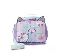 TOTTO - Bolsa Térmica Porta Alimentos 8L, Modelo Andy Cat, 24 × 20,5 × 18 cm, Asa de Mano, Correa Ajustable, Pasador para Mochila con Ruedas, Repelente a Líquidos, Color Rosa y Morado