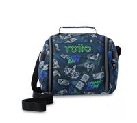 TOTTO - Bolsa Térmica Porta Alimentos 8L, Modelo Resaltador, 25 x 20 x 17 cm, Portameriendas Infantil, Apertura 180º, Asa de Mano, Correa Ajustable, Pasador para Mochila con Ruedas, Color Button Azul