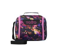 TOTTO - Bolsa Térmica Porta Alimentos 8L, Modelo Resaltador, 25 x 20 x 17 cm, Portameriendas Infantil, Apertura 180º, Asa de Mano, Correa Ajustable, Pasador para Mochila de Ruedas, Color Flower Galaxy