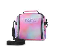 TOTTO - Bolsa Térmica Porta Alimentos 8L, Modelo Resaltador Glitter, 25 x 20 x 17 cm, Portameriendas Infantil, Apertura 180º, Asa de Mano, Correa Ajustable, Pasador Mochila con Ruedas, Color Bloom