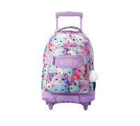 Totto España - Mochila Escolar Trolley Renglones Mewsy ideal para estudiantes, ecológica (botellas plásticas recicladas), capacidad 26.21 L, diseño con bumper protector y manija telescópica