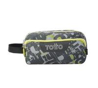 TOTTO - Estuche Escolar 3 Compartimentos, Modelo Agapec, Estuche Grande, Dimensiones 23 x 11.5 x 10.5 cm, Asa Lateral, Tiradores Ergonómicos con PVC, Tejido Resistente, Estampado Texgrunge