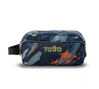 TOTTO - Estuche Escolar 3 Compartimentos, Modelo Agapec, Estuche Grande, Dimensiones 23 x 11.5 x 10.5 cm, Asa Lateral, Tiradores Ergonómicos con PVC, Tejido Resistente, Estampado Groove Azul