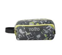 TOTTO - Estuche Escolar 3 Compartimentos, Modelo Agapec, Estuche Grande, Dimensiones 23 x 11.5 x 10.5 cm, Asa Lateral, Tiradores Ergonómicos con PVC, Tejido Resistente, Estampado Texgrunge