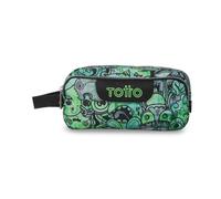 TOTTO - Estuche Escolar 3 Compartimentos, Modelo Agapec, Estuche Grande, Dimensiones 23 x 11.5 x 10.5 cm, Asa Lateral, Tiradores Ergonómicos con PVC, Tejido Resistente, Estampado Crew