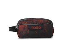 TOTTO - Estuche Escolar 3 Compartimentos, Modelo Agapec, Estuche Grande, Dimensiones 23 x 11.5 x 10.5 cm, Asa Lateral, Tiradores Ergonómicos con PVC, Tejido Resistente, Estampado Bosque Digital