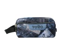 TOTTO - Estuche Escolar 3 Compartimentos, Modelo Agapec, Estuche Grande, Dimensiones 23 x 11.5 x 10.5 cm, Asa Lateral, Tiradores Ergonómicos con PVC, Tejido Resistente, Estampado Film
