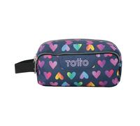 TOTTO - Estuche Escolar 3 Compartimentos, Modelo Agapec, Estuche Grande, Dimensiones 23 x 11.5 x 10.5 cm, Asa Lateral, Tiradores Ergonómicos con PVC, Tejido Resistente, Estampado Latty