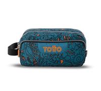 TOTTO - Estuche Escolar 3 Compartimentos, Modelo Agapec, Estuche Grande, Dimensiones 23 x 11.5 x 10.5 cm, Asa Lateral, Tiradores Ergonómicos con PVC, Tejido Resistente, Estampado Grafer