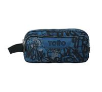 TOTTO - Estuche Escolar 3 Compartimentos, Modelo Agapec, Estuche Grande, Dimensiones 23 x 11.5 x 10.5 cm, Asa Lateral, Tiradores Ergonómicos con PVC, Tejido Resistente, Estampado Urban Graph