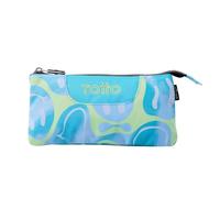 TOTTO - Estuche Escolar 3 Compartimentos, Modelo Tablero, Estuche Grande, Dimensiones 22 x 11 x 3.5 cm, Una Cremallera, Tejido Resistente y Repelente a Líquidos, Estampado Happy Flow