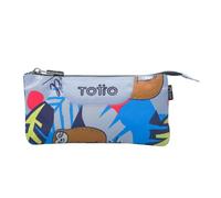 TOTTO - Estuche Escolar 3 Compartimentos, Modelo Tablero, Estuche Grande, Dimensiones 22 x 11 x 3.5 cm, Una Cremallera, Tejido Resistente y Repelente a Líquidos, Estampado Lazel