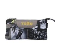 TOTTO - Estuche Escolar 3 Compartimentos, Modelo Tablero, Estuche Grande, Dimensiones 22 x 11 x 3.5 cm, Una Cremallera, Tejido Resistente y Repelente a Líquidos, Estampado Baski