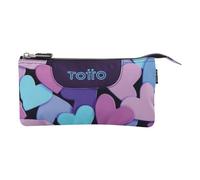 TOTTO - Estuche Escolar 3 Compartimentos, Modelo Tablero, Estuche Grande, Dimensiones 22 x 11 x 3.5 cm, Una Cremallera, Tejido Resistente y Repelente a Líquidos, Estampado Dear Blue