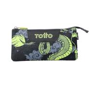 TOTTO - Estuche Escolar 3 Compartimentos, Modelo Tablero, Estuche Grande, Dimensiones 22 x 11 x 3.5 cm, Una Cremallera, Tejido Resistente y Repelente a Líquidos, Estampado Dragony