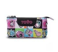 TOTTO - Estuche Escolar 3 Compartimentos, Modelo Tablero, Estuche Grande, Dimensiones 22 x 11 x 3.5 cm, Una Cremallera, Tejido Resistente y Repelente a Líquidos, Estampado K-Pop Rosa