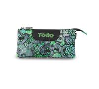 TOTTO - Estuche Escolar 3 Compartimentos, Modelo Tablero, Estuche Grande, Dimensiones 22 x 11 x 3.5 cm, Una Cremallera, Tejido Resistente y Repelente a Líquidos, Estampado Crew