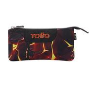 TOTTO - Estuche Escolar 3 Compartimentos, Modelo Tablero, Estuche Grande, Dimensiones 22 x 11 x 3.5 cm, Una Cremallera, Tejido Resistente y Repelente a Líquidos, Estampado Flash Rojo