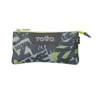 TOTTO - Estuche Escolar 3 Compartimentos, Modelo Tablero, Estuche Grande, Dimensiones 22 x 11 x 3.5 cm, Una Cremallera, Tejido Resistente y Repelente a Líquidos, Estampado Texgrunge