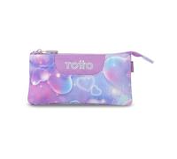 TOTTO - Estuche Escolar 3 Compartimentos, Modelo Tablero, Estuche Grande, Dimensiones 22 x 11 x 3.5 cm, Una Cremallera, Tejido Resistente y Repelente a Líquidos, Estampado Korina
