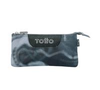 TOTTO - Estuche Escolar 3 Compartimentos, Modelo Tablero, Estuche Grande, Dimensiones 22 x 11 x 3.5 cm, Una Cremallera, Tejido Resistente y Repelente a Líquidos, Estampado Bluc