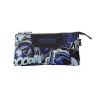 TOTTO - Estuche Escolar 3 Compartimentos, Modelo Tablero, Estuche Grande, Dimensiones 22 x 11 x 3.5 cm, Una Cremallera, Tejido Resistente y Repelente a Líquidos, Estampado Motto Gris