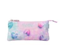 TOTTO - Estuche Escolar 3 Compartimentos, Modelo Tablero, Estuche Grande, Dimensiones 22 x 11 x 3.5 cm, Una Cremallera, Tejido Resistente y Repelente a Líquidos, Estampado Shiny Heart Glitter