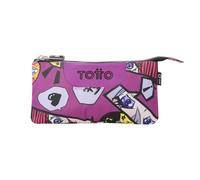 Totto – Estuche escolar Tablero 3 comp., 22x11x3.5 cm, repelente a líquidos, estampado Kitsune