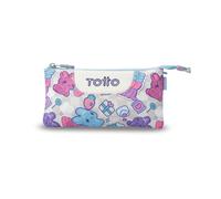 TOTTO - Estuche Escolar 3 Compartimentos, Modelo Tablero, Estuche Grande, Dimensiones 22 x 11 x 3.5 cm, Una Cremallera, Tejido Resistente y Repelente a Líquidos, Estampado Gommis