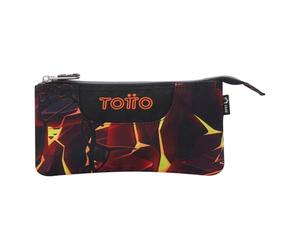 TOTTO - Estuche Escolar 3 Compartimentos, Modelo Tablero, Estuche Grande, Dimensiones 22 x 11 x 3.5 cm, Una Cremallera, Tejido Resistente y Repelente a Líquidos, Estampado Flash Rojo
